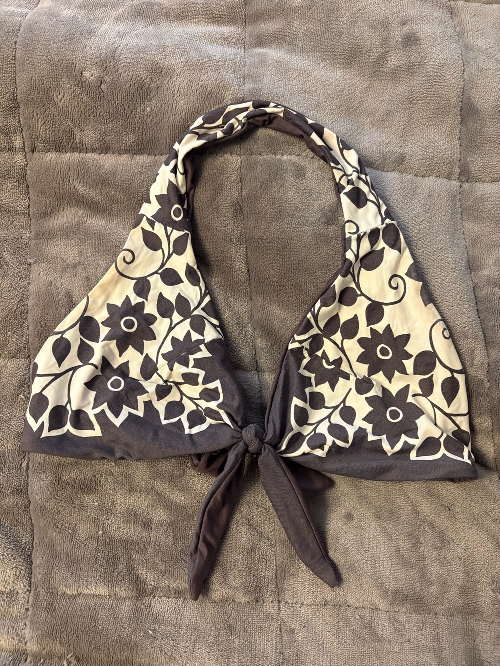 Women's Floral Halter Front Tie Bikini Top